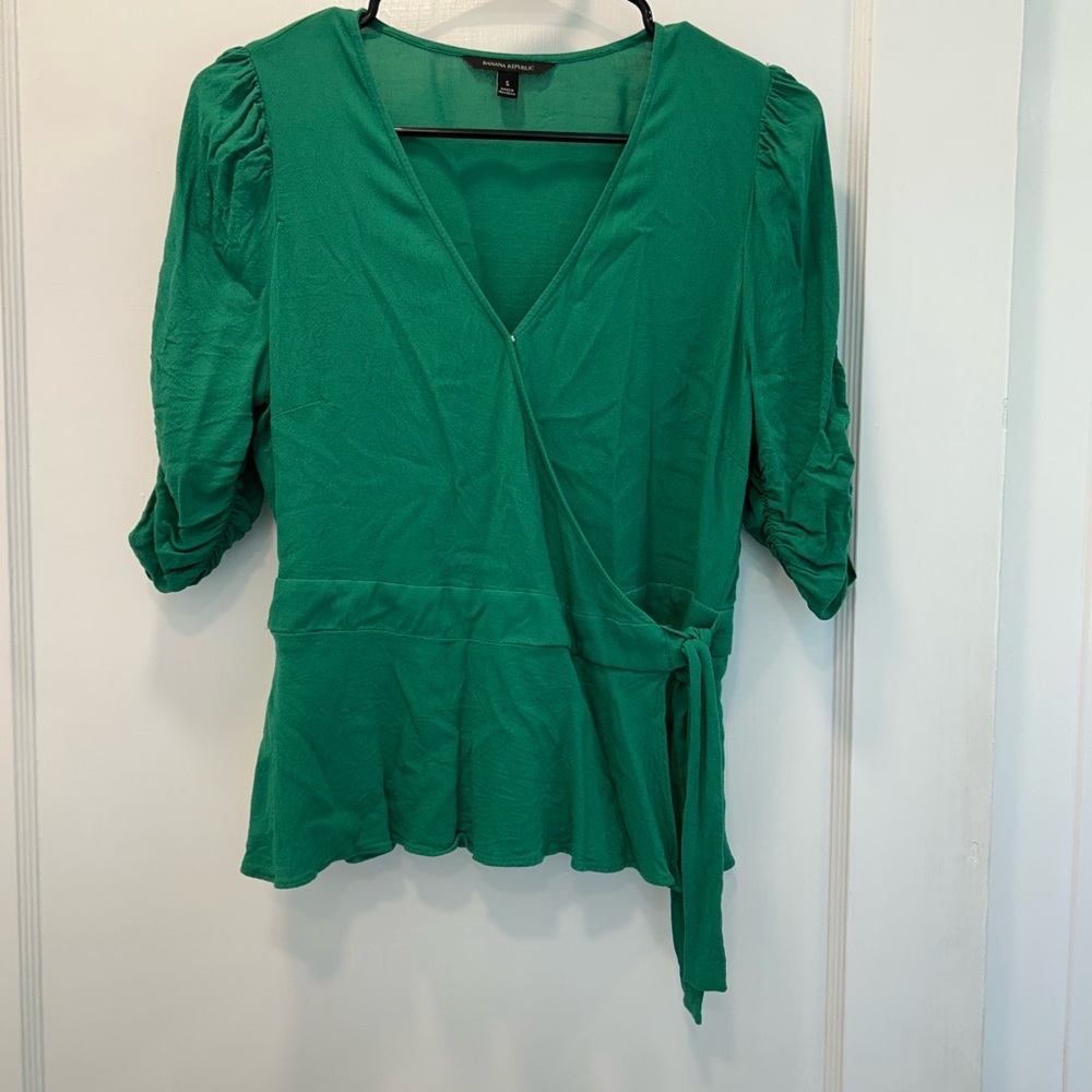 Banana Republic Green Wrap Blouse